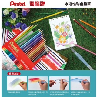 [滋賀小舖]飛龍 Pentel CB9-T水溶性彩色鉛筆 出清 水溶性色鉛筆 搭配水彩筆 自來水畫筆更佳