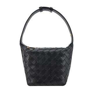 BOTTEGA VENETA Candy Wallace經典編織小牛皮手提/肩揹包(黑色)｜JS Maxx官方旗艦館