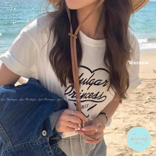 Waroom|現貨售完不補 甜美愛心字母棉質圓領短袖T恤|女裝|寬鬆|短袖上衣|愛心上衣|圓領上衣|純棉 休閒 9009