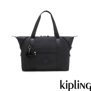 Kipling 曜巖黑品牌經典圓標拉桿旅行袋-ART M