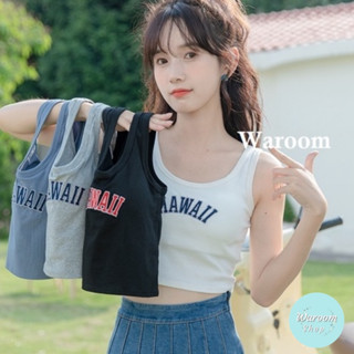 Waroom|現貨 T129 韓系帶胸墊辣妹字母短款背心|女裝|帶胸墊外穿無袖短版上衣|運動內衣|歐美|無袖背心|露肚臍