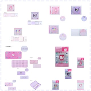 ♥小玫瑰日本精品♥HelloKitty 美樂蒂 酷洛米 小花兔 便條本 便條紙收納盒 筆盒 夾鏈袋5入組 復古千鳥格~3