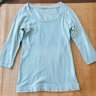 UNIQLO 100%純棉長袖上衣 藍綠色 假兩件 日本服飾品牌 女裝