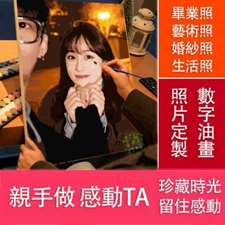 diy數字油畫 客製化數字油畫diy 裝飾畫 油畫 diy 結婚照片客製 情侶禮物 閨蜜禮物 寫真照片全家福數字繪畫客製