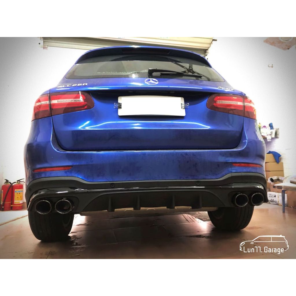 Lun77. 現貨 - BENZ GLC250 GLC43新款 亮黑後下擾流 四出尾飾管 套件 改裝 W253 副廠