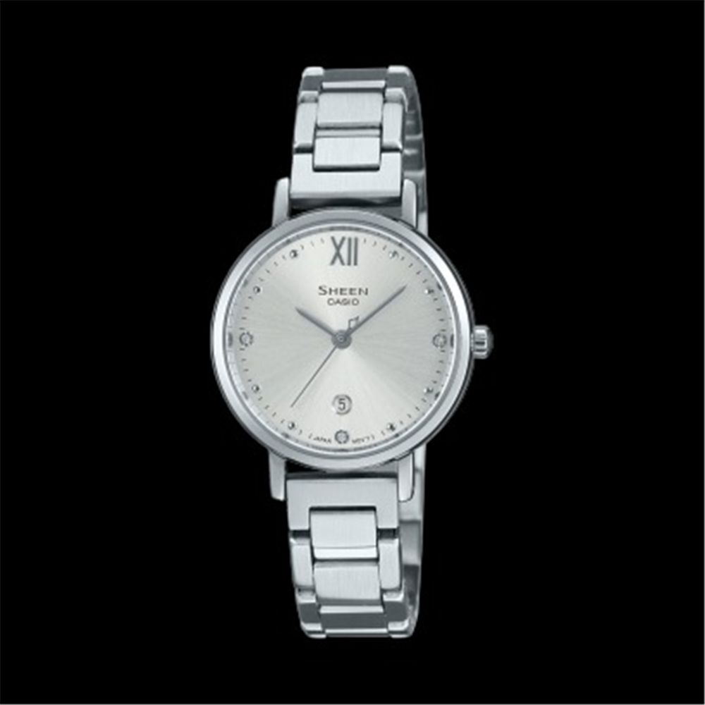 CASIO SHEEN 卡西歐 簡約 藍寶石水晶鏡面 女錶 - 銀 (SHE-4540D-7A) [ 秀時堂 ]