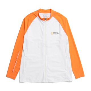【國家地理服飾】男裝拼色防曬拉鍊外套 - 橙色