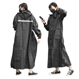 小圓點日式超輕量雨衣附可愛收納袋 拉鍊式 臺灣布料 極度防潑水 時尚輕盈 引領潮流 可當風衣雨衣 黑色2XL