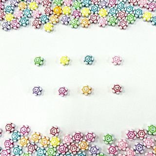 白底彩色5*11mm 笑臉珠 串珠配珠 兒童益智串珠 手鍊項鍊串珠ＤＩＹ材料配件
