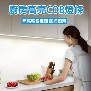 現貨 110V廚房吊櫃下COB燈帶 不見燈珠 戶外防水 25CM可剪 櫥櫃切菜補光照明超薄線性櫃底高亮LED燈條