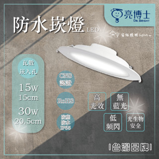 臺灣現貨 亮博士 LED 15W 33W 防水崁燈 15公分 20.5公分 浴廁 陽臺 IP65防塵防水 快接頭 全電壓