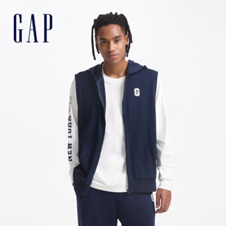 Gap 男裝 Logo無袖連帽外套-海軍藍(637168)