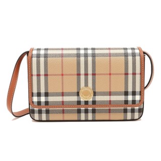 BURBERRY Hampshire經典格紋斜背包(石楠木棕色)｜100%原廠真品｜JS Maxx官方旗艦館