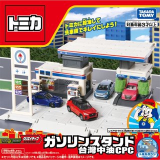 【免運 3C小苑】TM26827 特注 CPC 臺灣中油加油站場景組 臺灣限定 TOMICA交通世界 中油加油站 油罐車