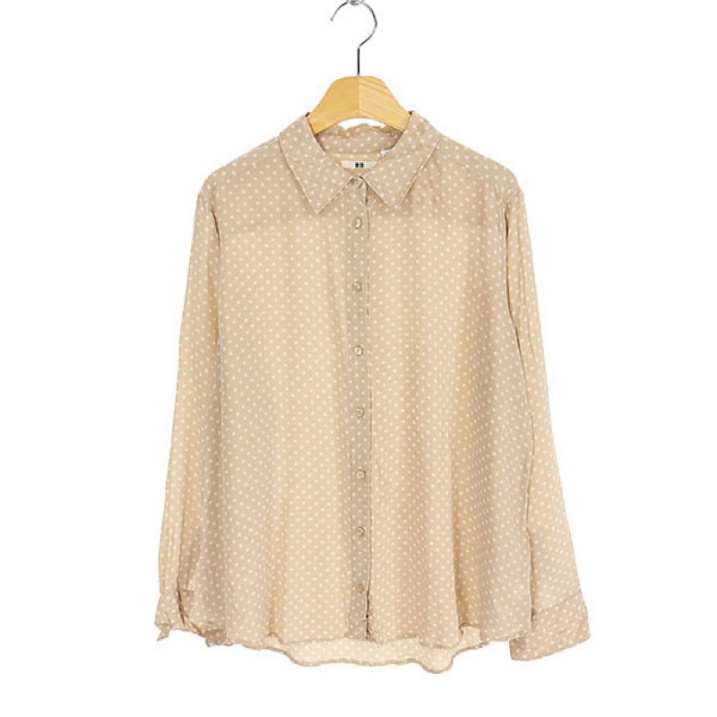 Uniqlo/優衣庫/絲質印花上衣/襯衫/長袖/100%蠶絲