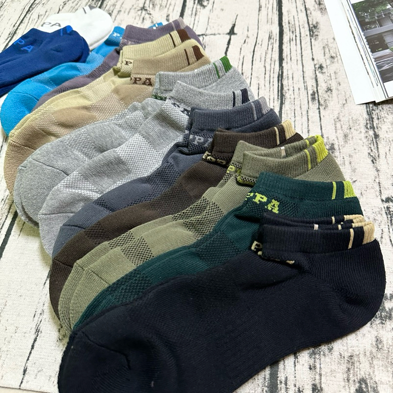 PAPPA WOCKS 輕壓力氣墊厚磅船襪 買5送2 男 台灣製 精梳純棉 運動襪男 厚襪子 加大襪子 短襪男 襪子男