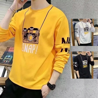 日系長袖T恤男 上衣男士打底衫【M-3XL】男潮流城市風貌圓領潮寬松型T恤秋季ins時尚潮牌新款青春流行 緣投哥服飾