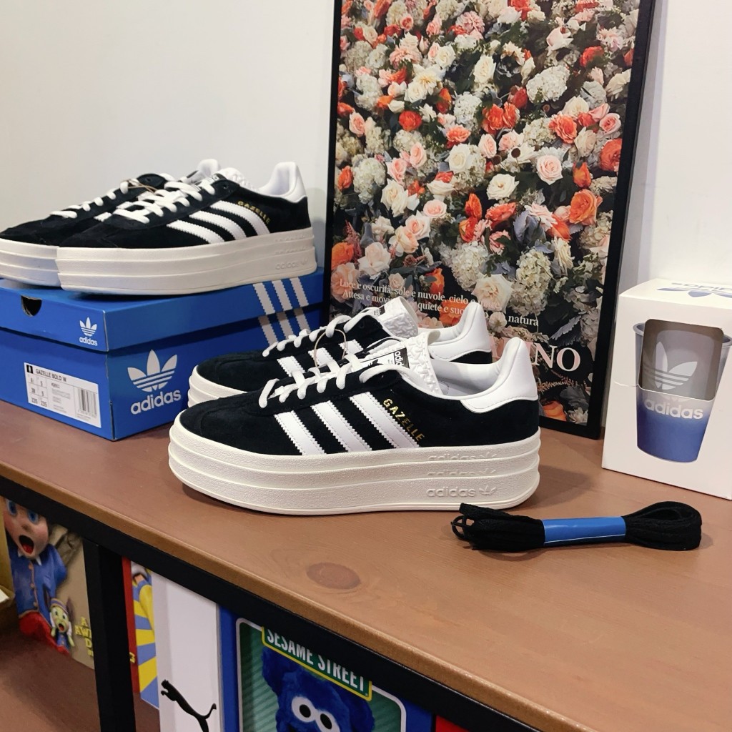 Sugar_tw - 現貨 Adidas Gazelle Bold Lisa同款 黑色 結構 厚底 增高 HQ6912