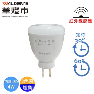 【華燈市】LED 4W雙色光紅外線感應燈(插頭)｜SL-00009 雙色溫定時感應燈 燈飾燈具