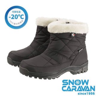 【日本 Caravan】女 SHC 13W 保暖防水中筒雪靴 雪鞋/3E寬楦 3M化纖保暖纖維 黑 0023123