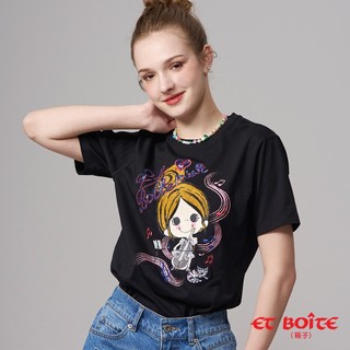 BLUE WAY ET BOiTE 箱子 - 女款 DORA大提琴魔音基本短TEE(黑)