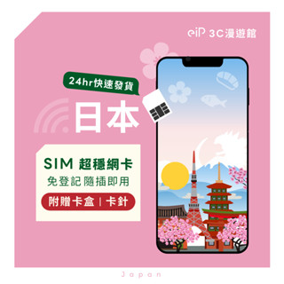 【日本網絡卡 吃到飽 實體SIM卡】上網絡卡 原生卡 3~10天 免翻牆 網路隨插即用 5G/4G高速 eiP 3C漫遊館