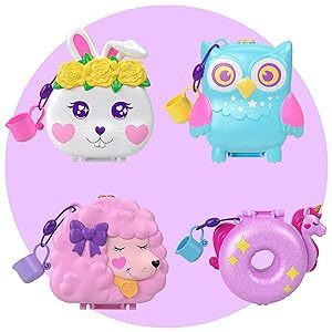 🧁愛麗MAMA代購🧁Polly Pocket 正品 口袋波莉 口袋芭比 吊環系列*遇水變色*貴賓狗/獨角獸海洋遊樂園
