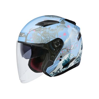 【SOL Helmets】SO-7E開放式安全帽 (浮世繪 藍/銀) ｜ SOL安全帽官方商城｜排齒扣