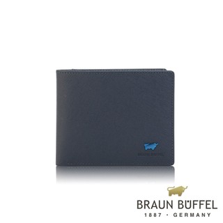 【寧寧精品】台中35年皮件店 BRAUN BUFFEL德國小金牛 14卡中間翻透明窗短夾-黑色/BF366-317-BK