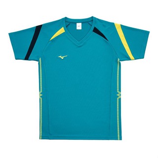 Mizuno 美津濃 男女 排球上衣 短袖上衣 運動 排球 羽球 湖水綠 V2TAAG1632