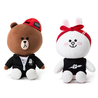💕正版 韓國Line Friends 熊大 兔兔HIPHOP玩偶 坐姿娃娃34cm 絨毛玩偶娃娃