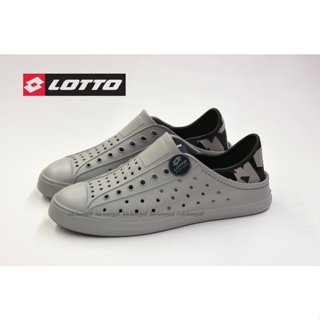 LOTTO 臺灣製造 男Sicily 輕量洞洞鞋 請雨兩用 可踩後跟 當懶人鞋 25~28 灰黑
