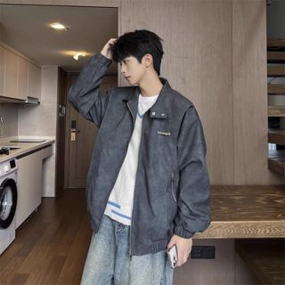 男生外套 男士夾克外套 立領復古潮外套 男士休閒外套 寬鬆外套 百搭外套 韓版 男士上衣 外套男 潮流 日韓風