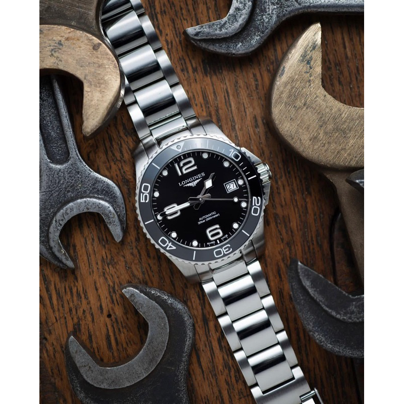 浪琴 Longines 康卡斯 浪鬼 潛水錶 黑面 大三針 防水 運動錶 夜光 日期 深海征服者 成熟 金屬錶帶 放射紋