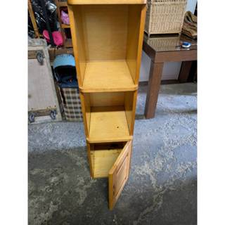 【銓芳傢俱】鄉村風 實木柚木色開放式書櫃 寬35*深39*高120cm 三層一門收納櫃 三層櫃 電器櫃 餐櫃 櫥櫃 邊櫃