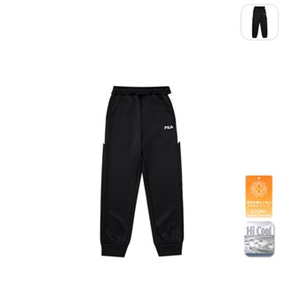 【FILA】KIDS 孩童款 吸濕排汗 針織束口長褲-黑色 1PNX-8430-BK