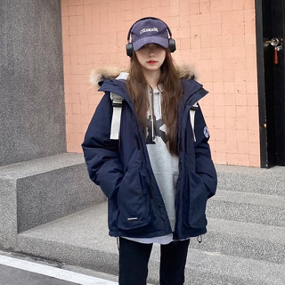 胖胖美依 棉服 工裝羽絨衣派克服女短款小個子冬季毛領加厚外套韓系1F073- 7184