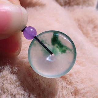 高冰玻種起瑩光飄綠平安扣❤️a貨翡翠