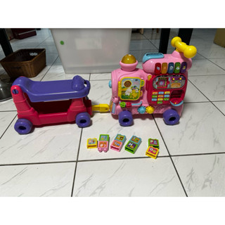 二手 Vtech 4合1智慧歡樂積木學習車-粉色