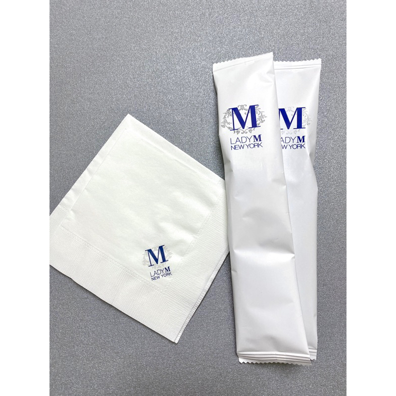 紐約精品蛋糕Lady M蛋糕叉/點心叉/甜點叉子/奢華免洗餐具/拋棄式餐具/餐巾紙