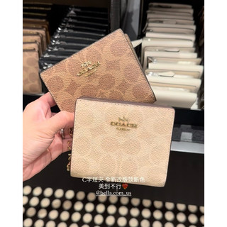 美國代購🇺🇸 現貨+預購 新款 COACH C字拉鍊 粉印花紫色浮雕粉色馬卡龍綠圓點牛仔藍印花漆皮壓紋 馬車 短夾 皮夾