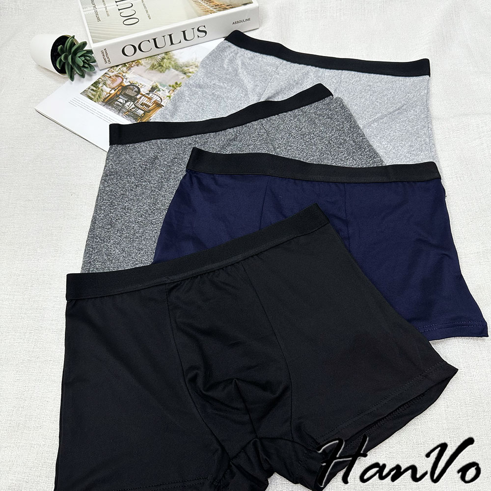 【HanVo】舒適純色質感柔軟男生內褲 獨立包裝 涼感透氣輕薄中腰內褲  流行男款內褲 內著 B5015