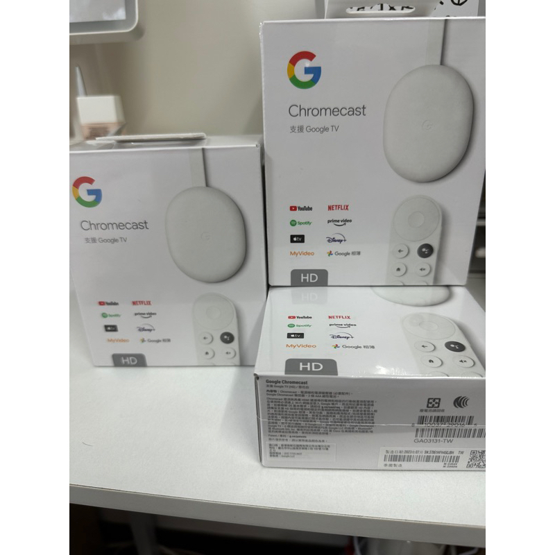 雪花白 Chromecast (支援 Google TV, HD)全新未拆