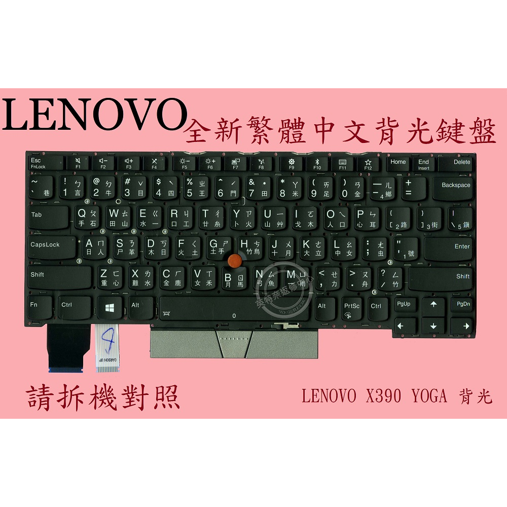 Lenovo 聯想 ThinkPad X390 YOGA 20NN 20NQ  X395 YOGA 繁體中文背光鍵盤