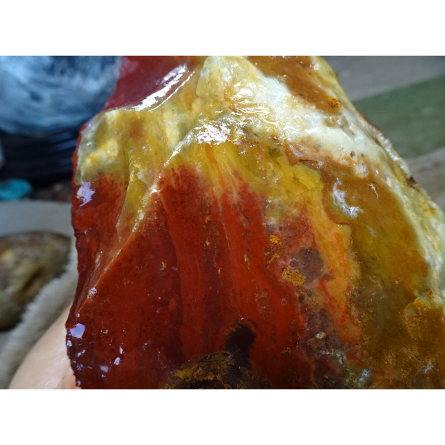 《藍金寶石玉石批發區》→〈原石系列〉→天然紅虎皮紋木化黃玉髓原礦〈2500公克→BJ80