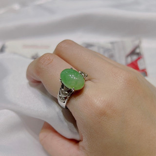 ［K金戒指］白K金 玉 翡翠 戒指 生日禮物 情人節禮物 聖誕節禮物 母親節禮物 紀念禮物 求婚禮物 父親節禮物