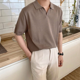 【Metanoia】韓國設計 開領針織短袖上衣