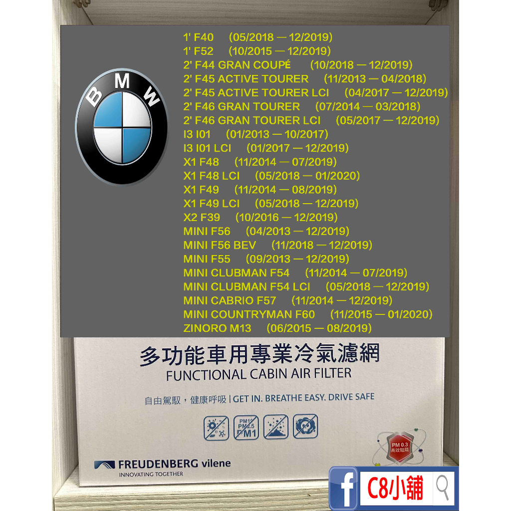 micronAir blue BMW 1、２系列 X1 F40 F46 F48 過濾PM1.0 抗菌冷氣濾網 TB010