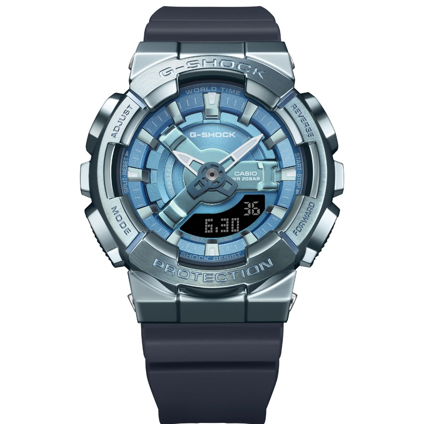 CASIO卡西歐 G-SHOCK 亮眼藍 金屬時尚腕錶 GM-S110LB-2A