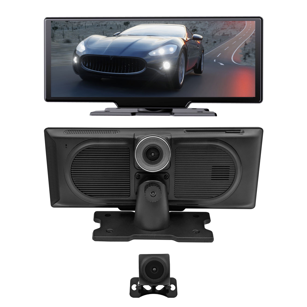 台灣現貨 雙鏡頭觸控屏10.26吋 智慧行車記錄器 高清 倒車顯影 記錄器